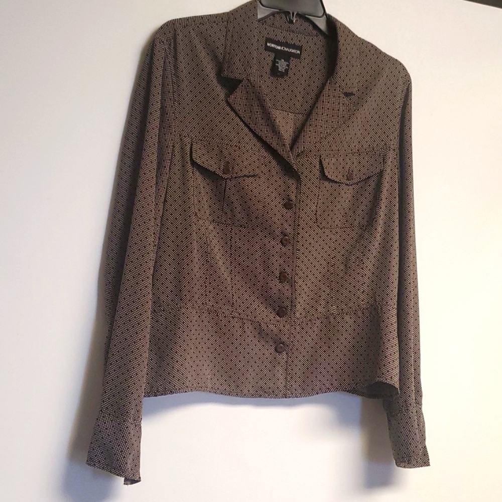 Norton McNaughton Brown Button Down Blouse Size 14-16 - Picture 3 of 7